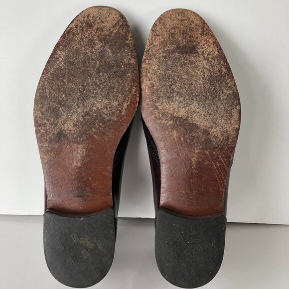 BOSTONIAN CLASSICS Burgundy Leather Tassel Kiltie Wingtip Brogue Slip Ons 10.5 M - Picture 8 of 14